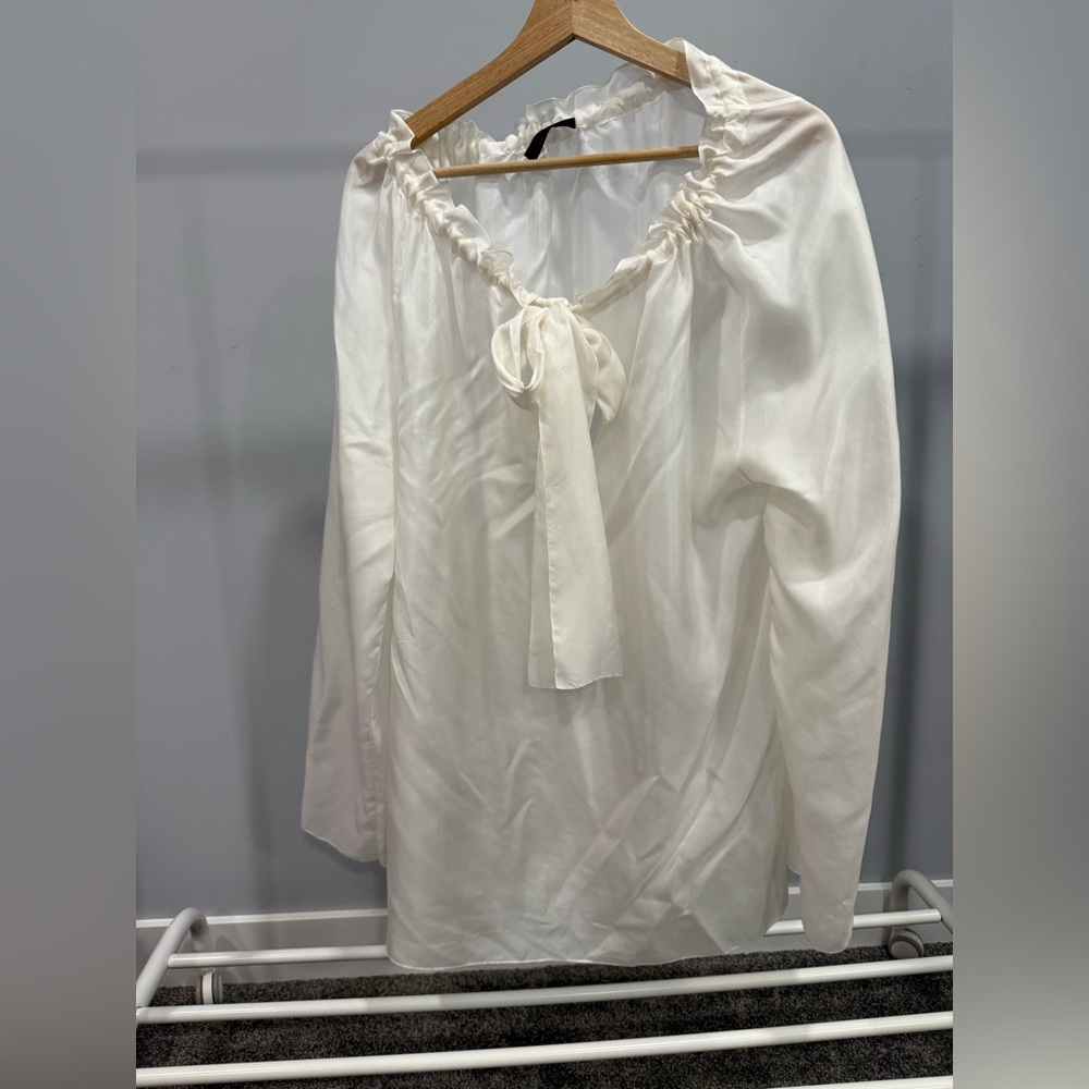 The Row Cream Tie-Neck Blouse